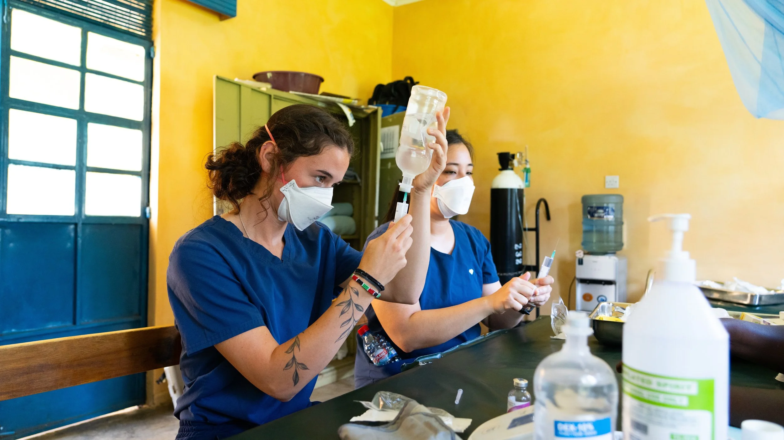 Nurses preparing vaccinations at a clinic