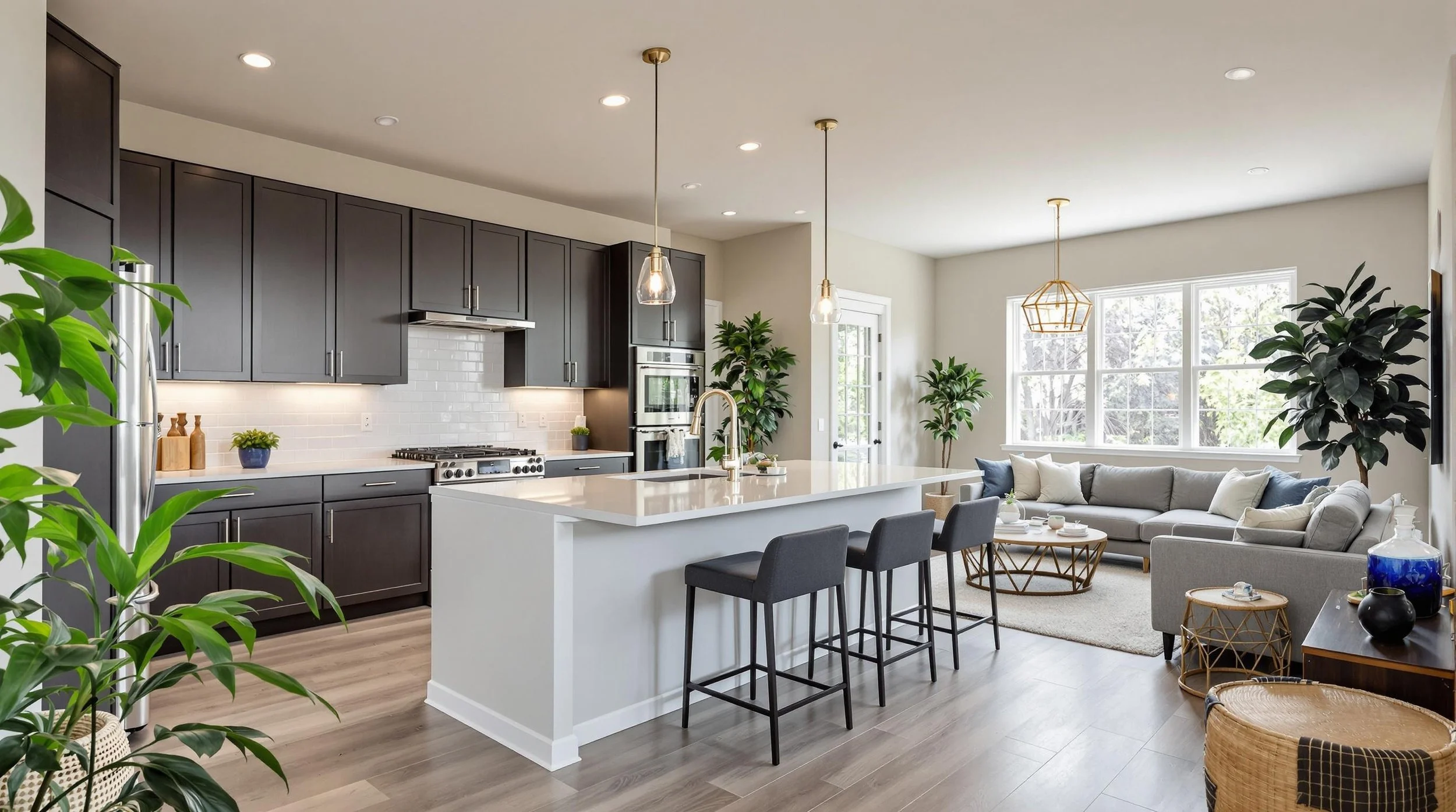 Open-concept kitchen and living room